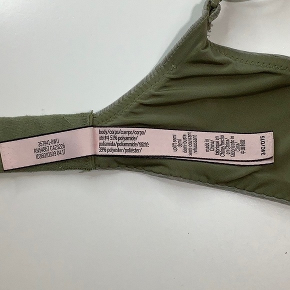 Victoria’s Secret uplift semi Demi army green wired bra size 34C EUC - Picture 7 of 15